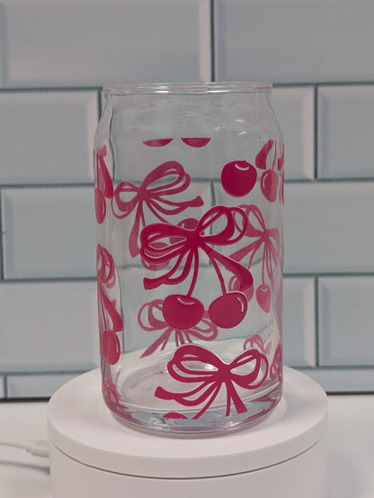 Cherries Glass Can, 16oz, Libbey Glass