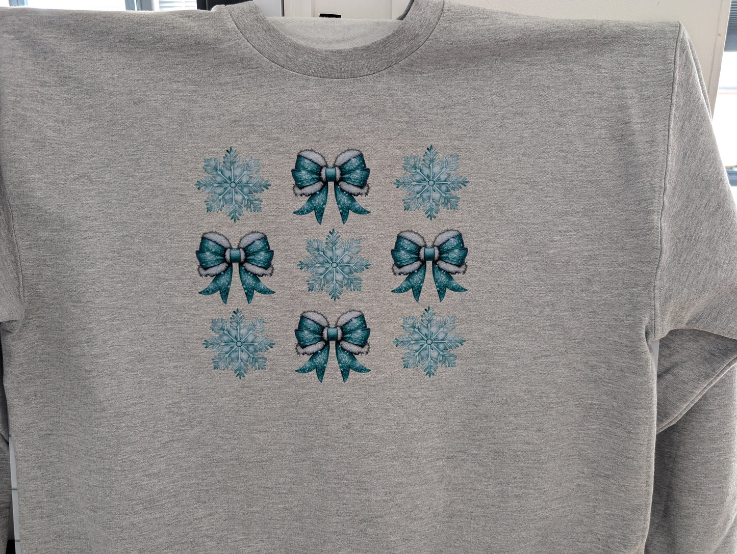 Winter Bows Sweatshirt, Winter Sweatshirt in grey