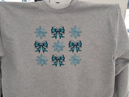 Winter Bows Sweatshirt, Winter Sweatshirt in grey