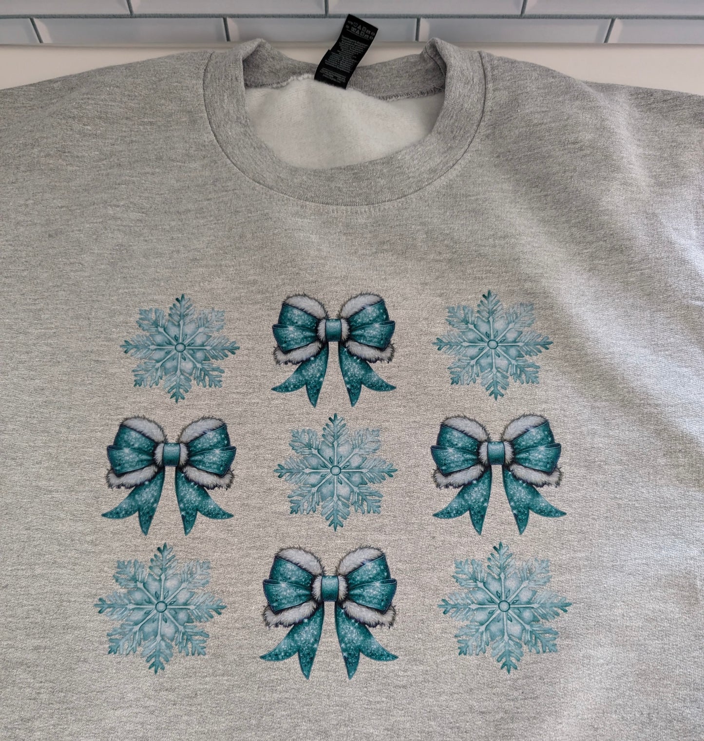 Winter Bows Sweatshirt, Winter Sweatshirt in grey