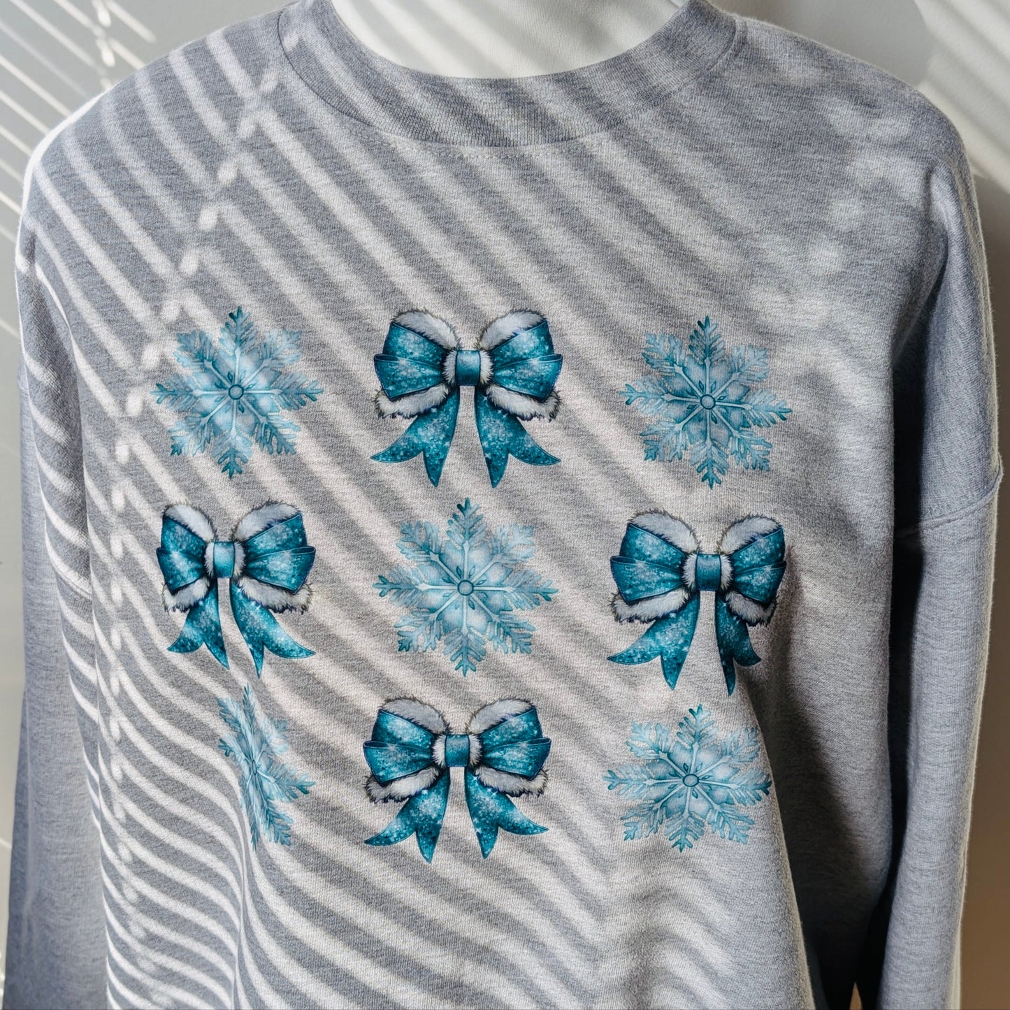 Winter Bows Sweatshirt, Winter Sweatshirt in grey