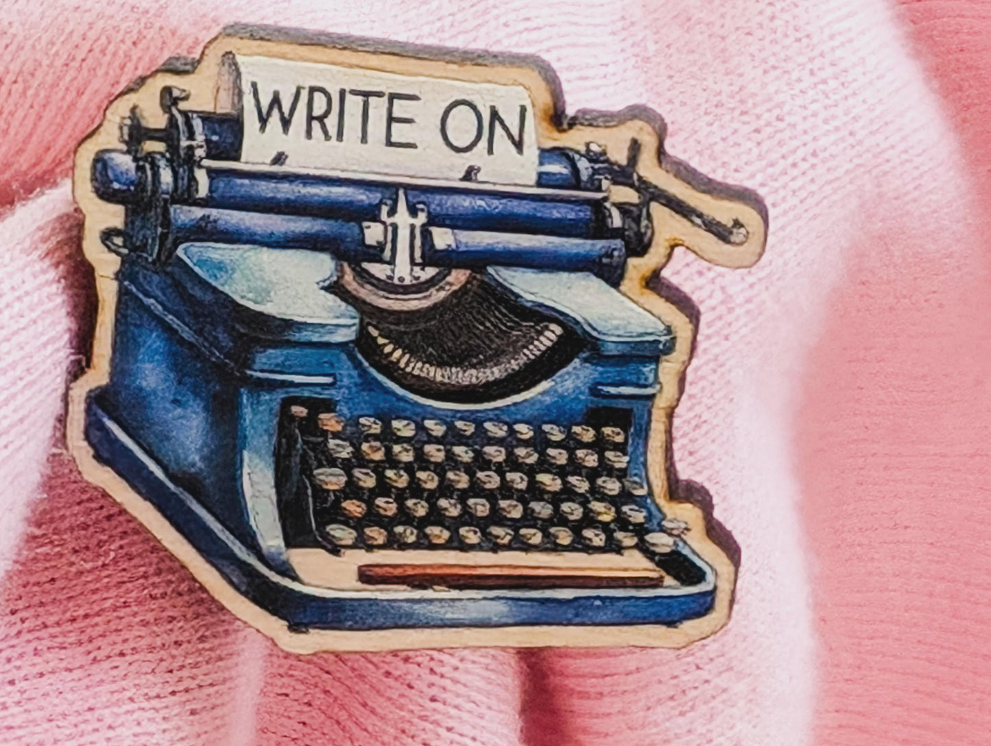 Write On Typewriter Wooden Pin