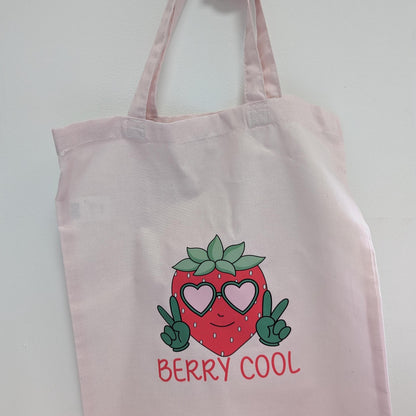 Berry Cool Pink Cotton Tote Bag