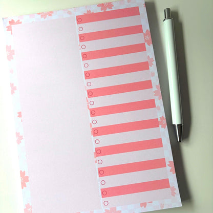 Cherry Blossom Notepad, A5 notepad, hand made