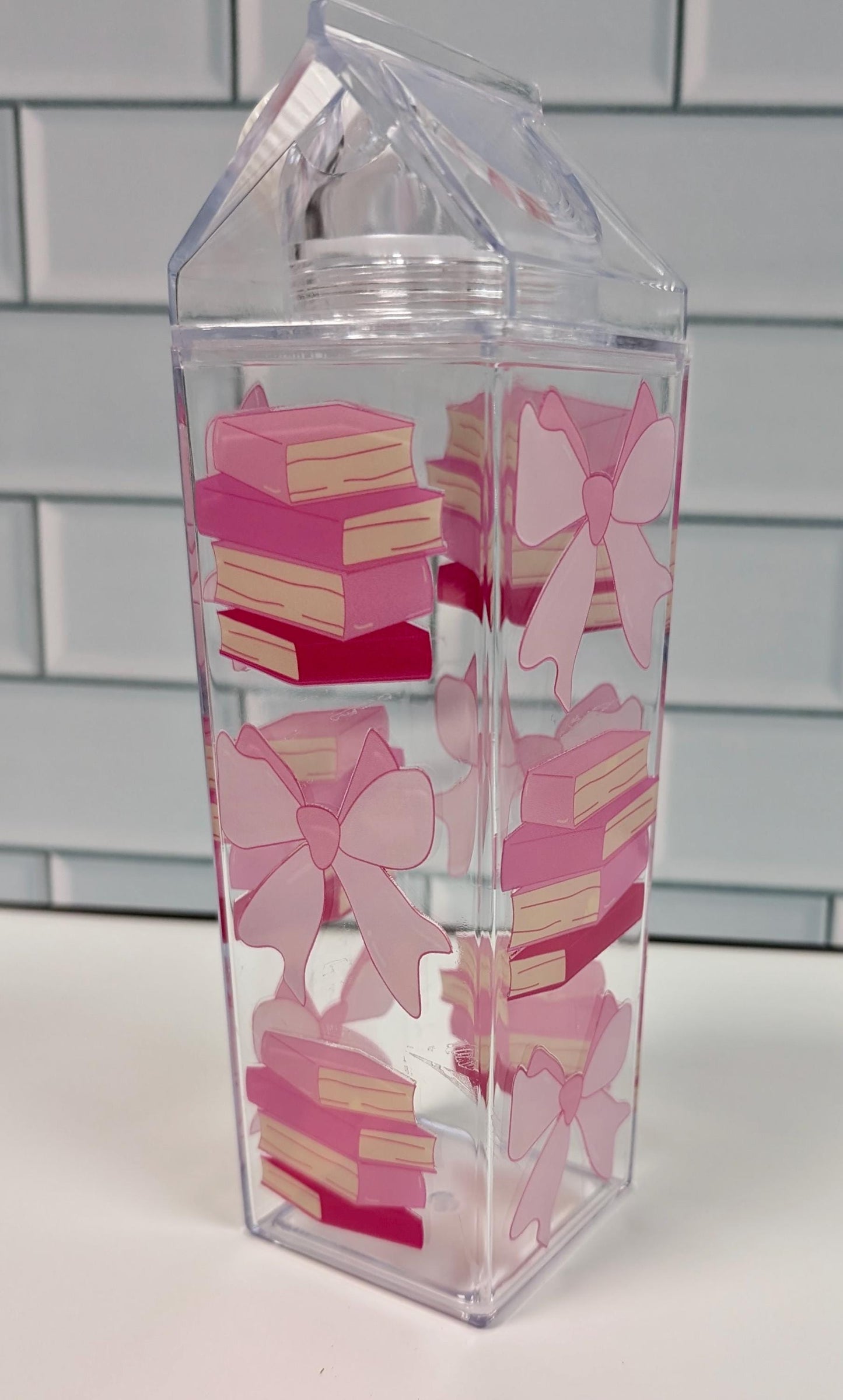 Books & Bows Milk Carton Water Bottle