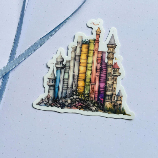 Fantasy Castle of Books die cut sticker