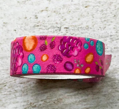 Wild Berry Washi Tape, Decorative Paper Tape, 15mm