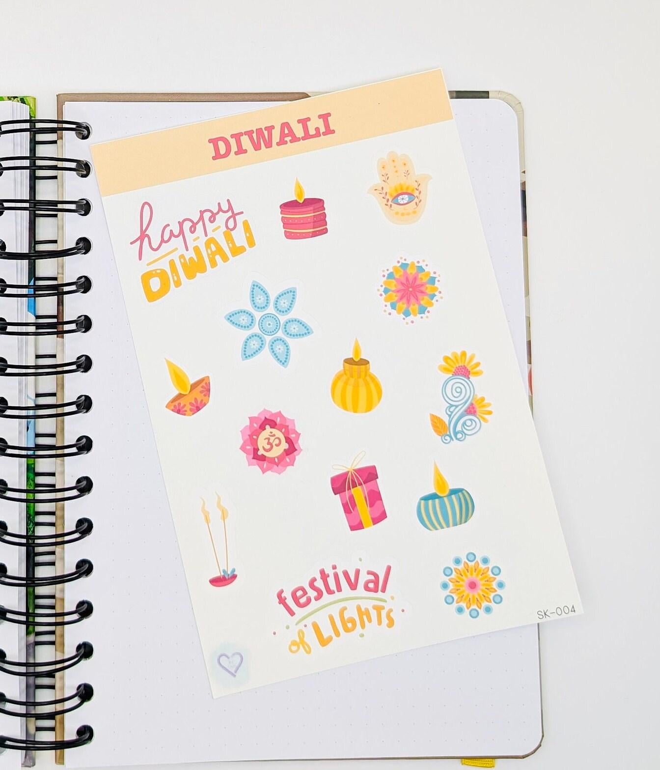 Diwali Sticker Sheet, Matt vinyl sticker sheet