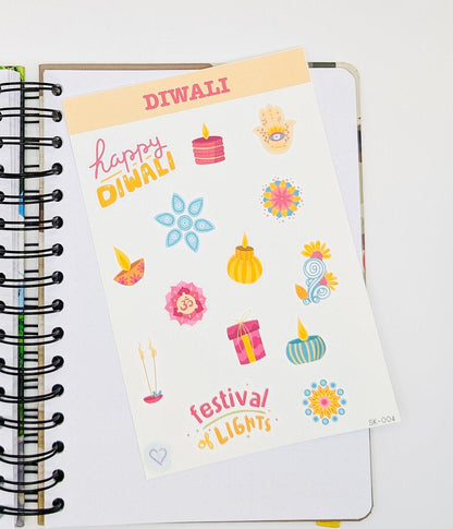 Diwali Sticker Sheet, Matt vinyl sticker sheet