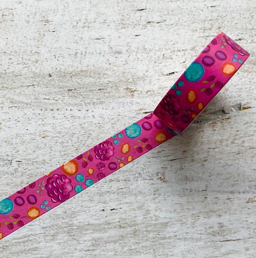 Wild Berry Washi Tape, Decorative Paper Tape, 15mm
