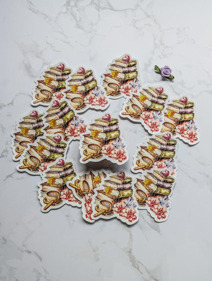 Books and Biscotti die cut sticker