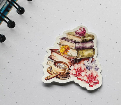 Books and Biscotti die cut sticker