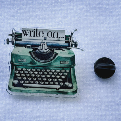 Write On Typewriter Acrylic Pin