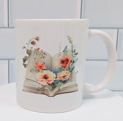 Floral Book  Mug, 11oz ceramic mug