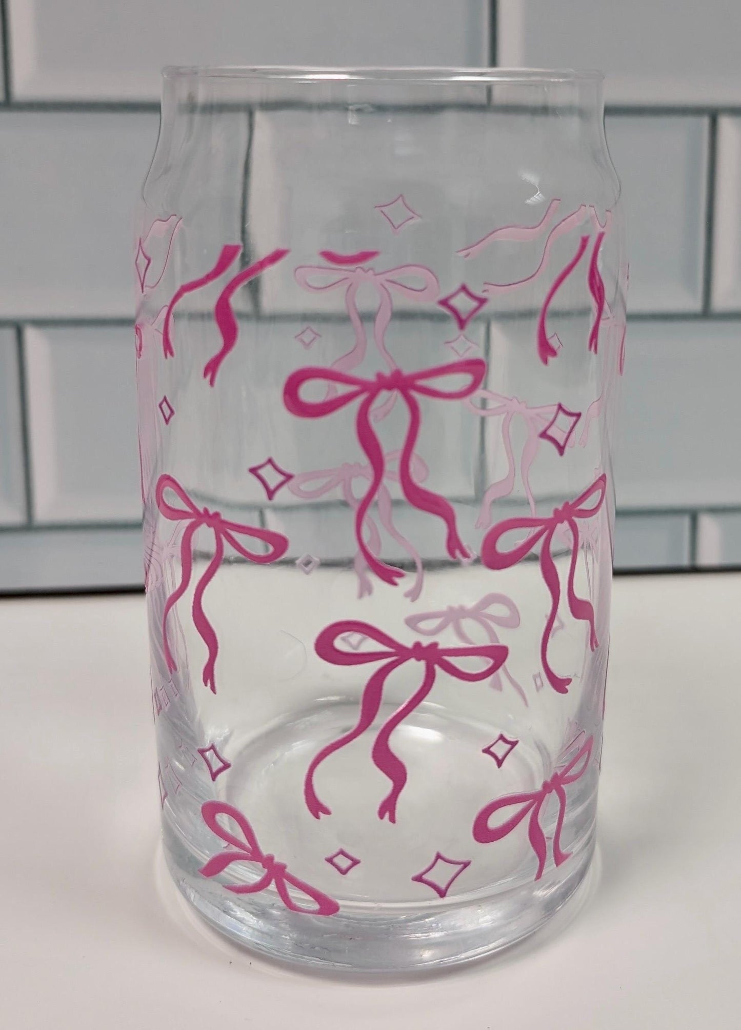 Coquettish Glass Can: 16oz Iced Drink Glass with Bamboo Lid