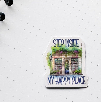 Step Inside My Happy Place Bookshop die cut stickers