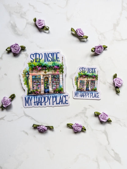 Step Inside My Happy Place Bookshop die cut stickers