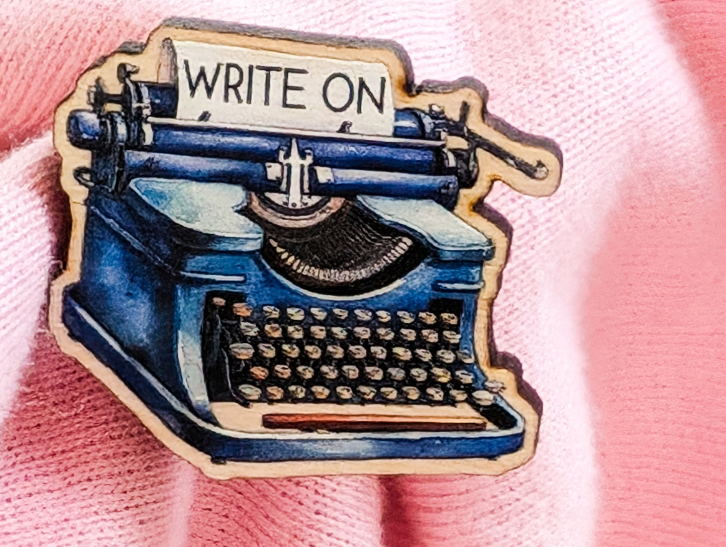 Write On Typewriter Wooden Pin, Author Gift
