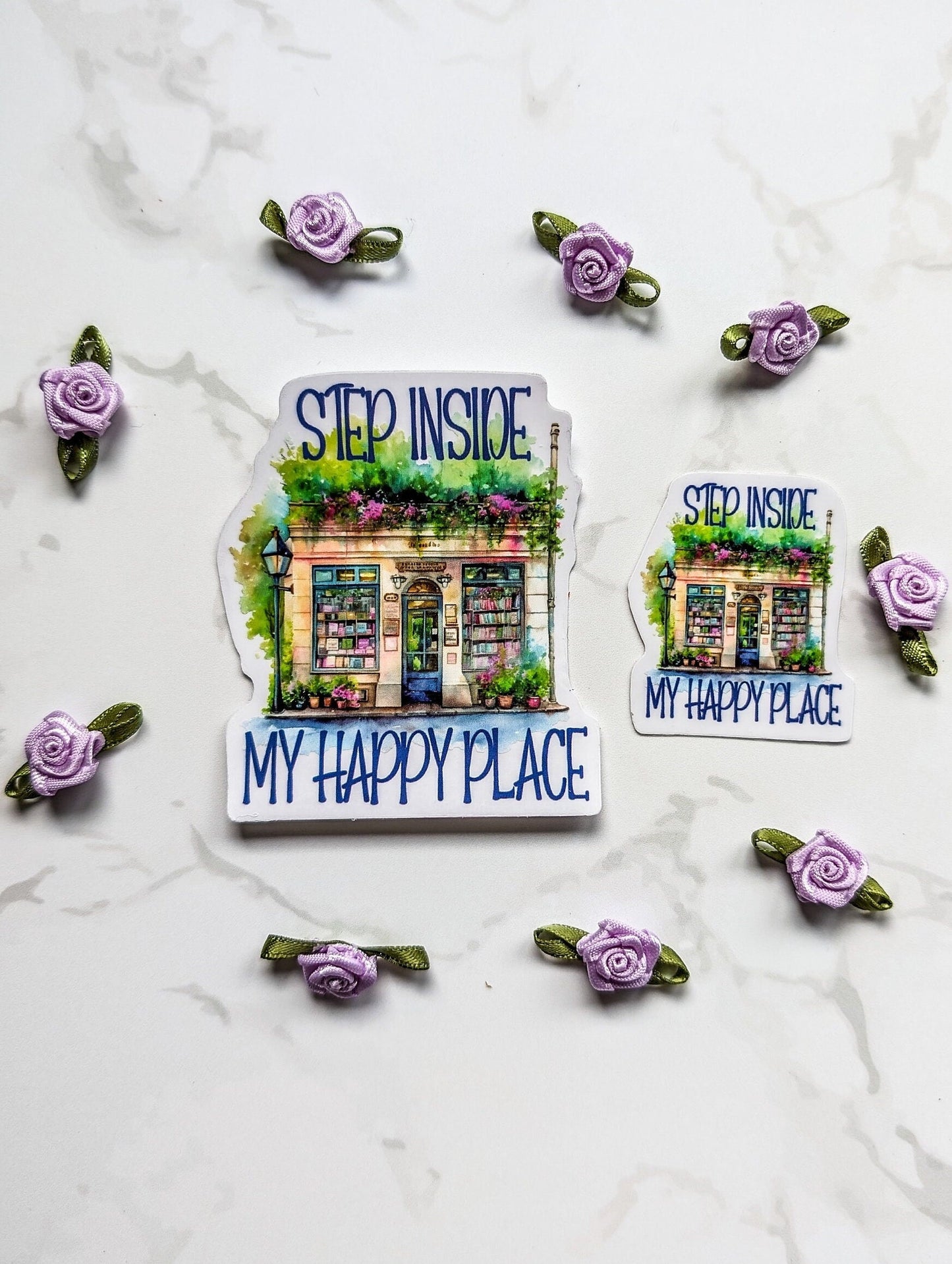 Step Inside My Happy Place Bookshop die cut stickers