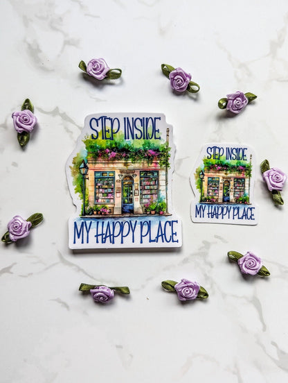 Step Inside My Happy Place Bookshop die cut stickers