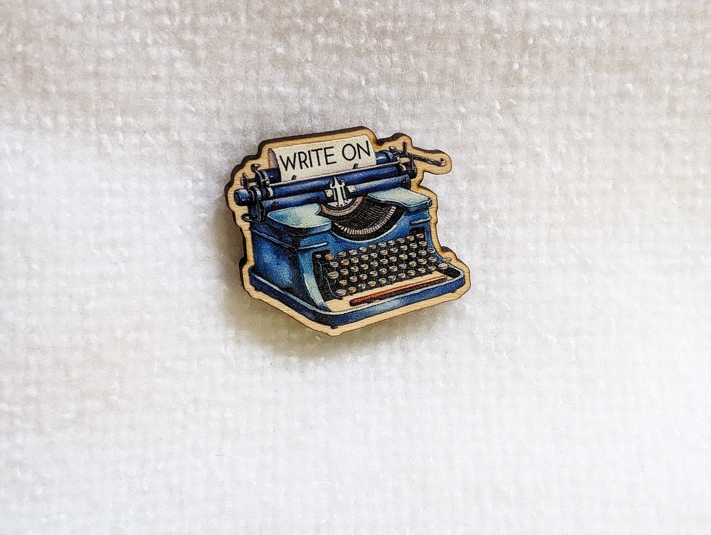 Write On Typewriter Wooden Pin, Author Gift