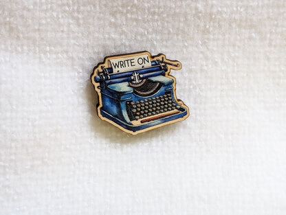 Write On Typewriter Wooden Pin, Author Gift