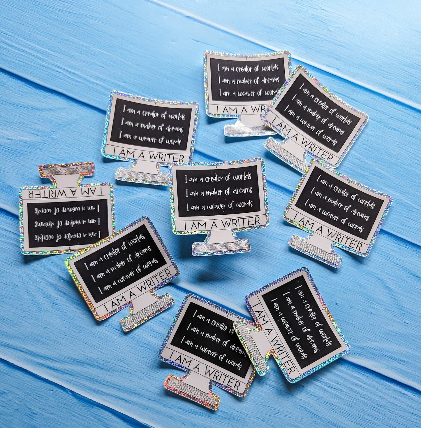 I AM A WRITER Computer Glitter Die Cut Sticker