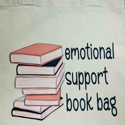 Emotional Support Book Bag cotton tote bag, mint