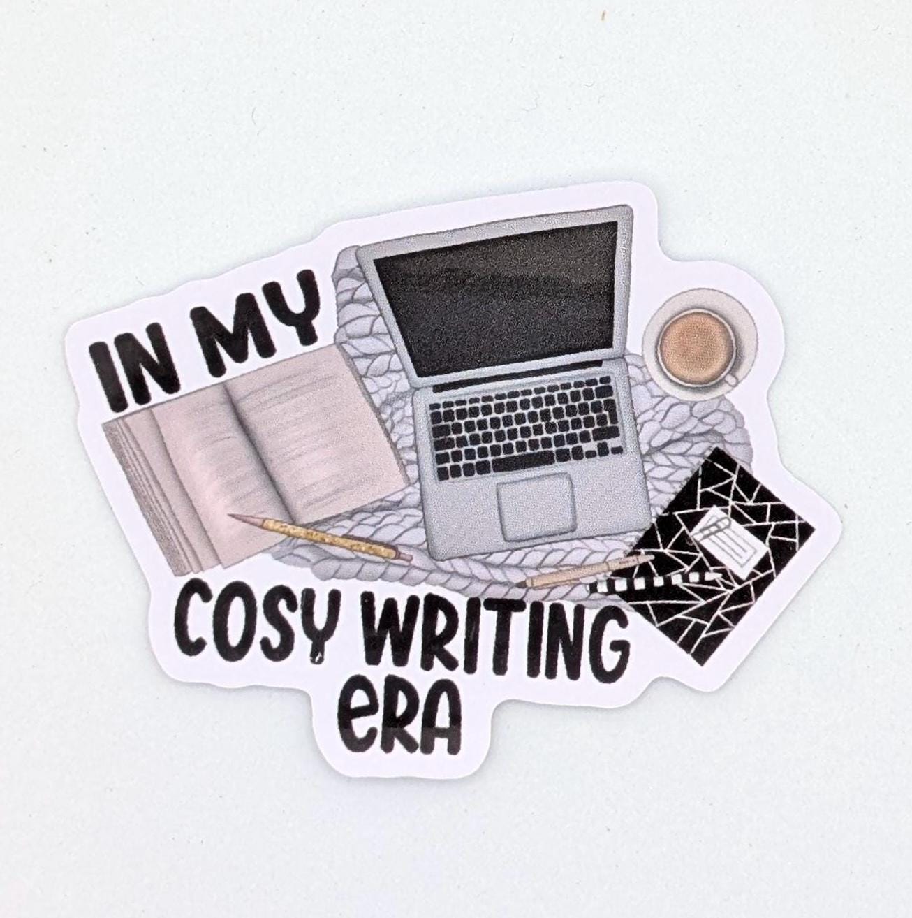 In My Cosy Writing Era die cut vinyl sticker