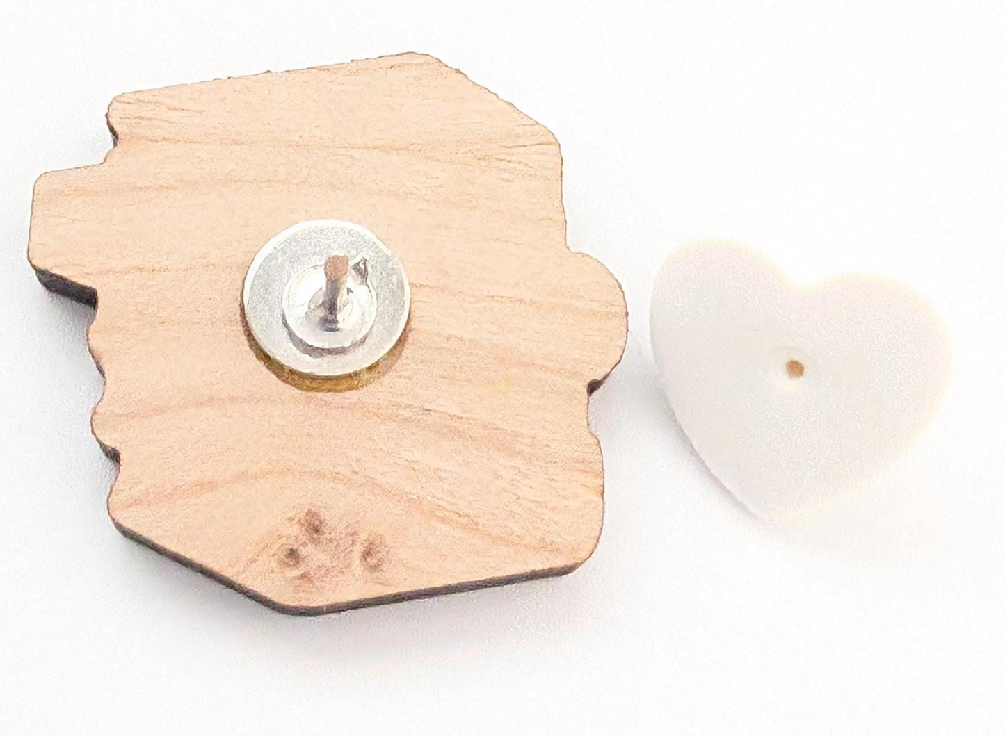 Book Stack Wooden Pin, 'Love Books' Decorative Statement Pin