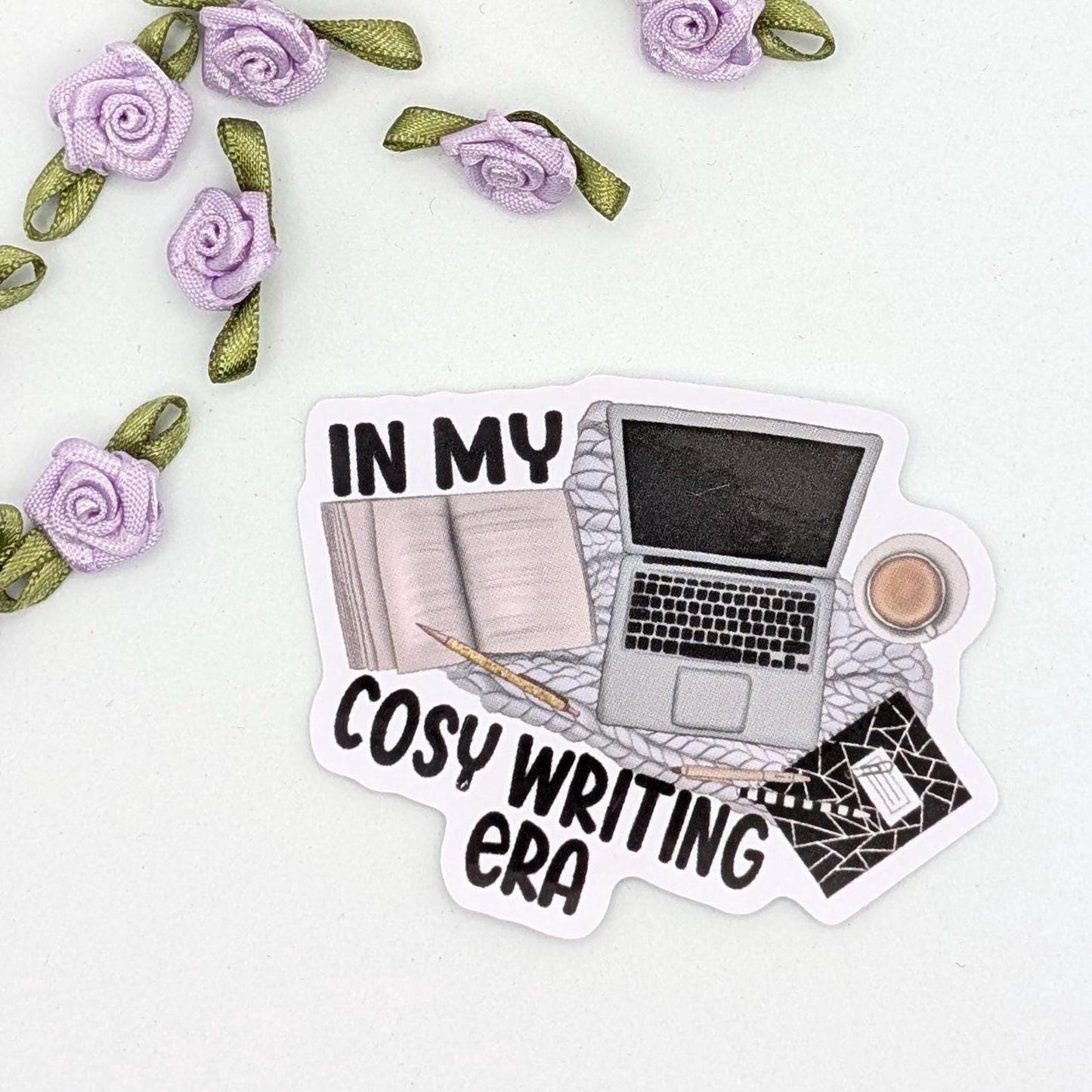 In My Cosy Writing Era die cut vinyl sticker