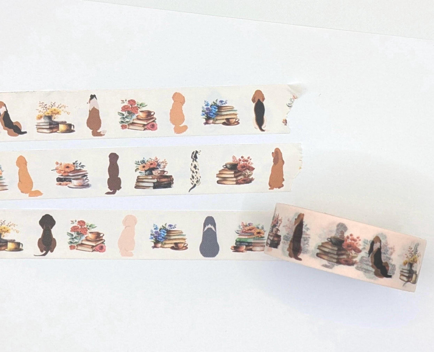 Dogs and Books Washi Tape, Decorative Paper Tape