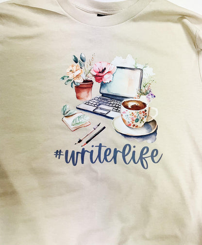 Writer Life T-Shirt, sand graphic tee