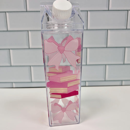 Books & Bows Milk Carton Water Bottle