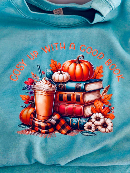 Cosy Up With A Book Sweatshirt, Autumn sweatshirt, seafoam, unisex