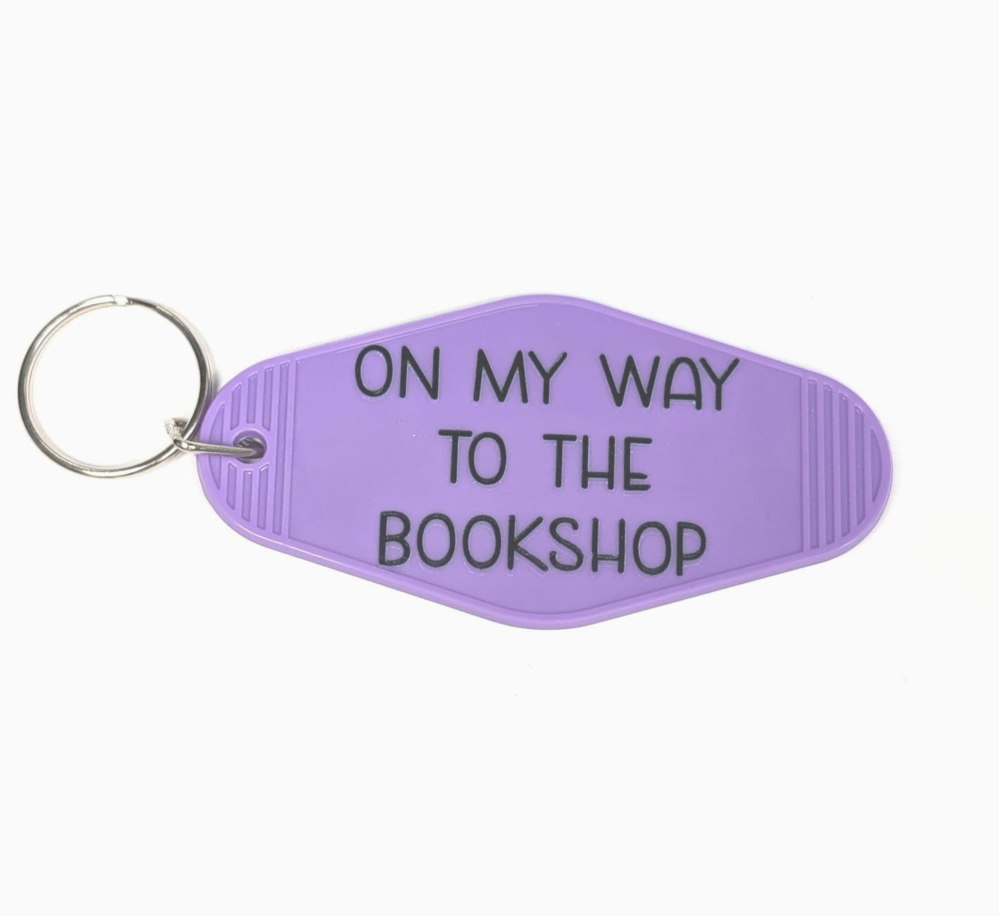 On My Way To The Bookshop Motel Keychain, retro keyring