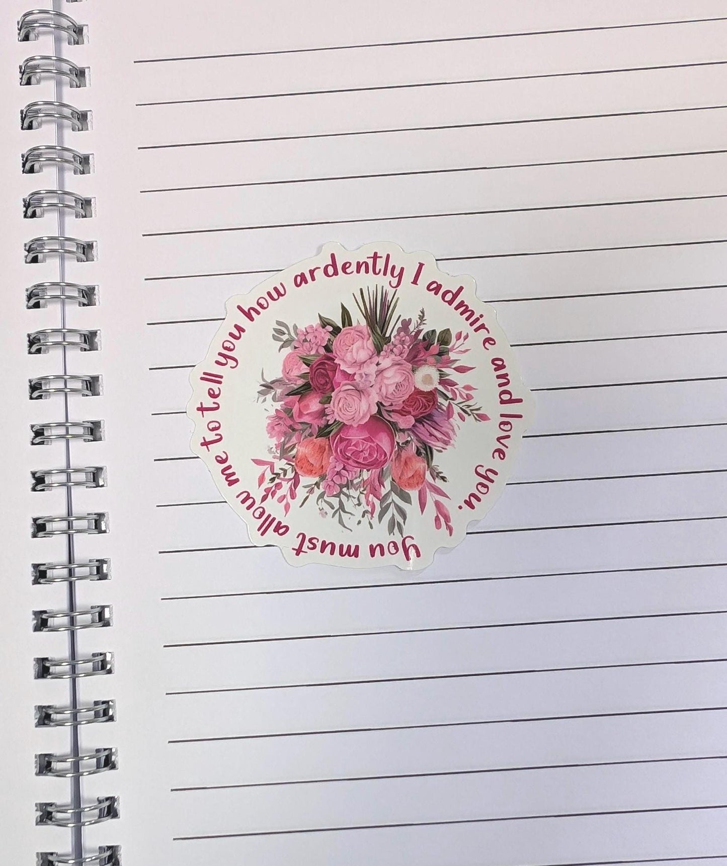 Elizabeth ‘you must allow me to tell you how ardently I admire and love you’ die cut vinyl sticker
