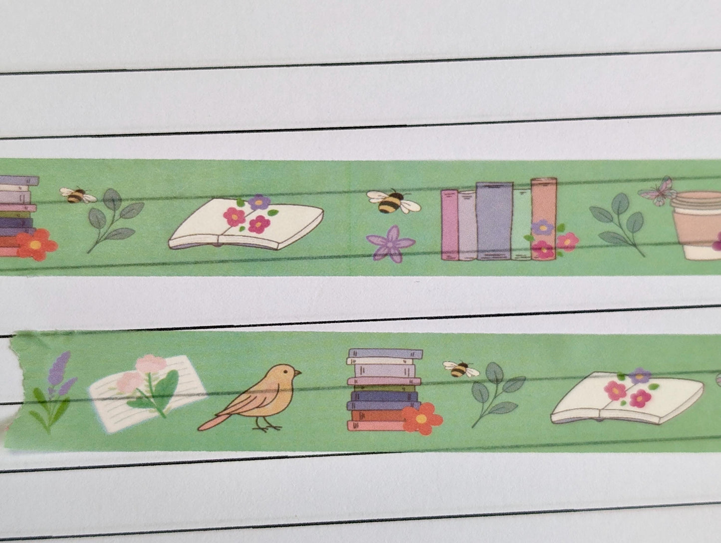 Spring Reading Washi Tape, Book Lovers Decorative Tape