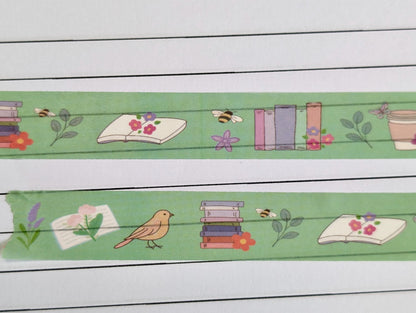 Spring Reading Washi Tape, Book Lovers Decorative Tape