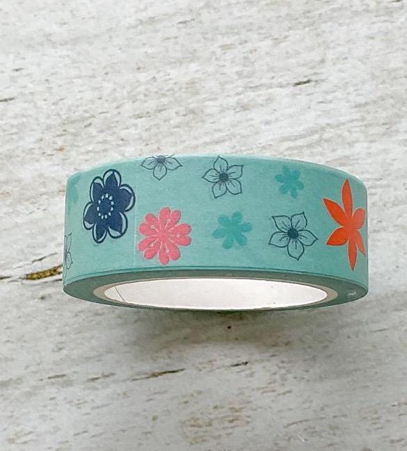 Bold Floral Washi Tape, Decorative Paper Tape, 15mm __etsy:7776400252