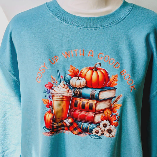 Cosy Up With A Book Sweatshirt, Autumn sweatshirt, seafoam, unisex __etsy:7968340222