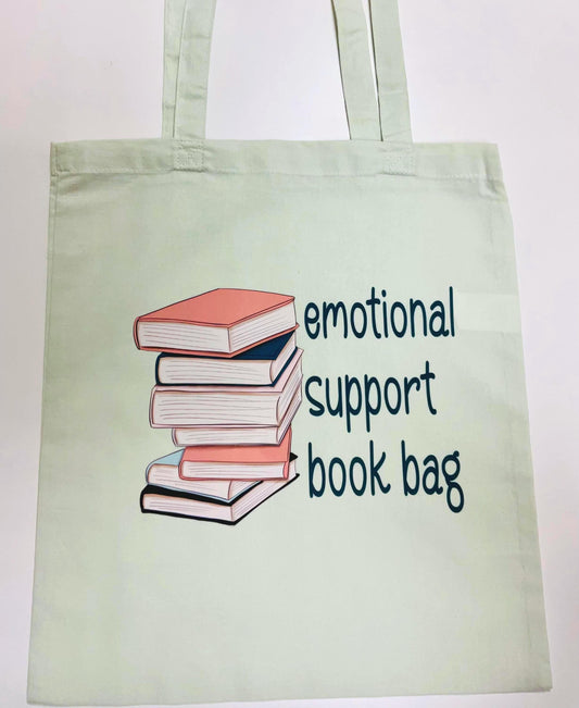 Emotional Support Book Bag cotton tote bag, mint __etsy:7968364004