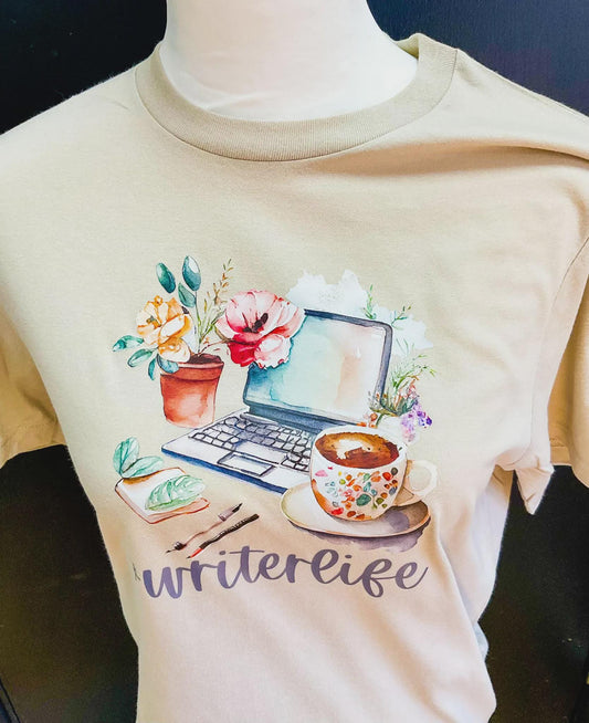 Writer Life T-Shirt, sand graphic tee __etsy:8016267735