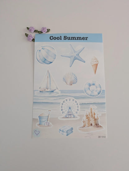 Cool Summer Sticker Sheet, Matt vinyl sticker sheet __etsy:8032159420